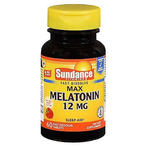 Sundance Melatonin Vitamin Tablets - 60ct, 12mg, Natural Berry Flavors