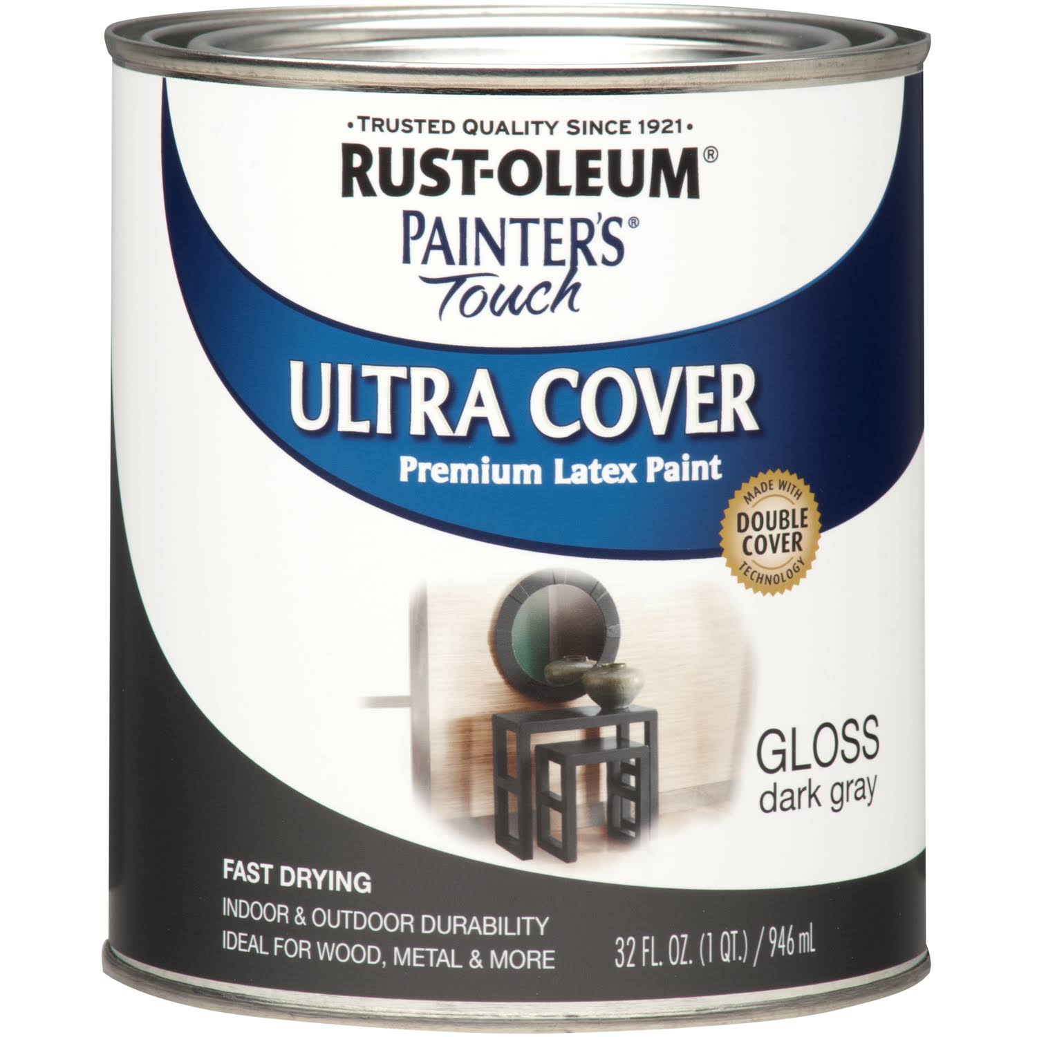 Rustoleum Gloss Painters Touch Multipurpose Latex Paint - Dark Grey, 1 Quart