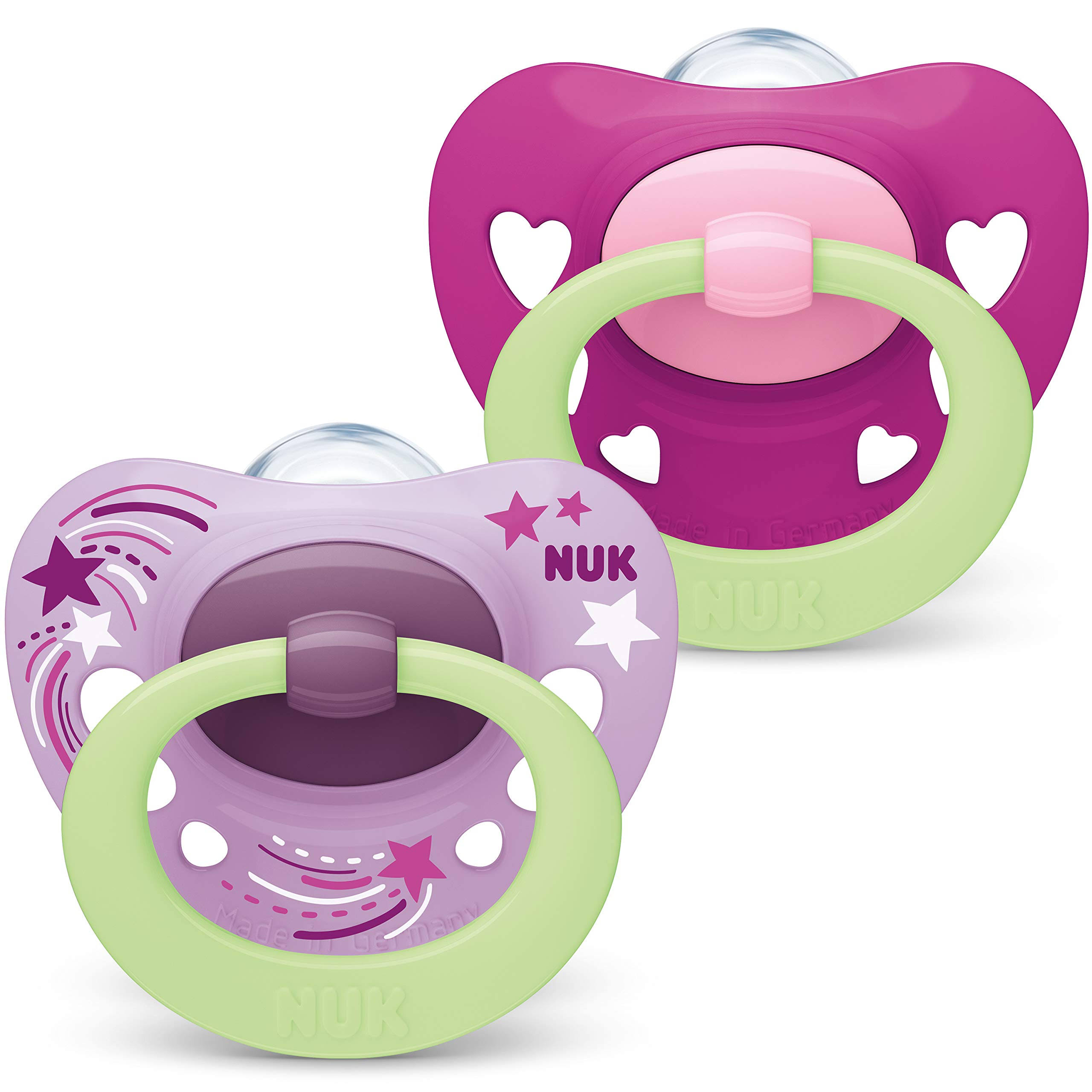 NUK Signature Night Time Soothers - Pink