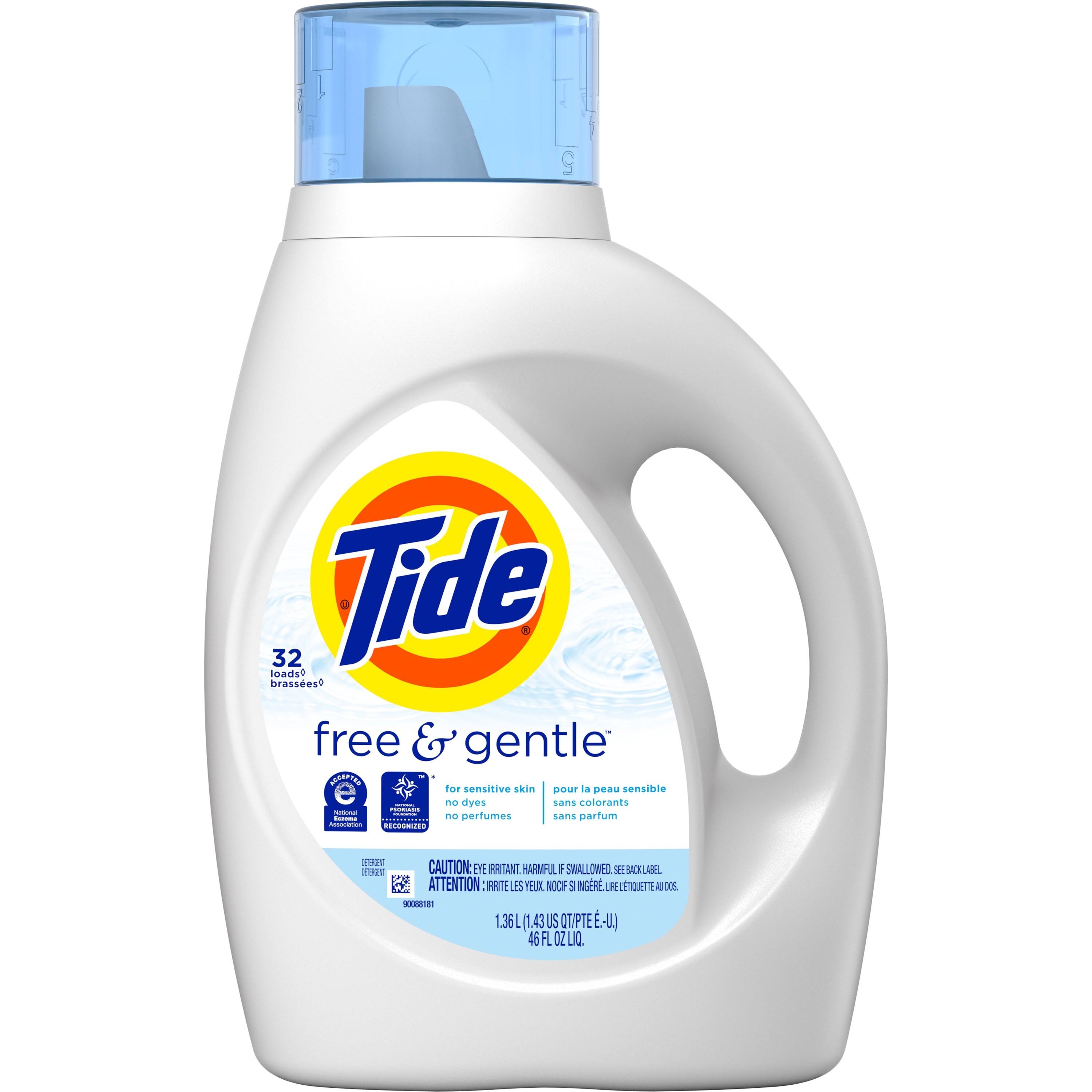 Tide Free and Gentle Laundry Detergent, 32 Loads, 46 oz Bottle