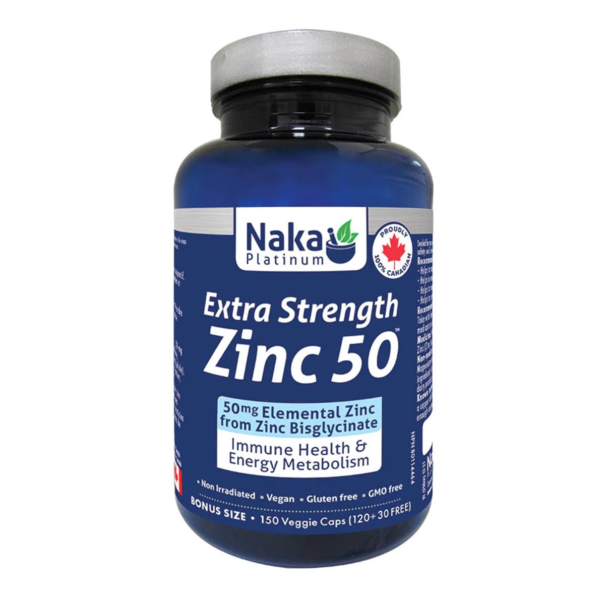 Naka Platinum EXTRA STRENGTH ZINC 50, 150 Vcaps