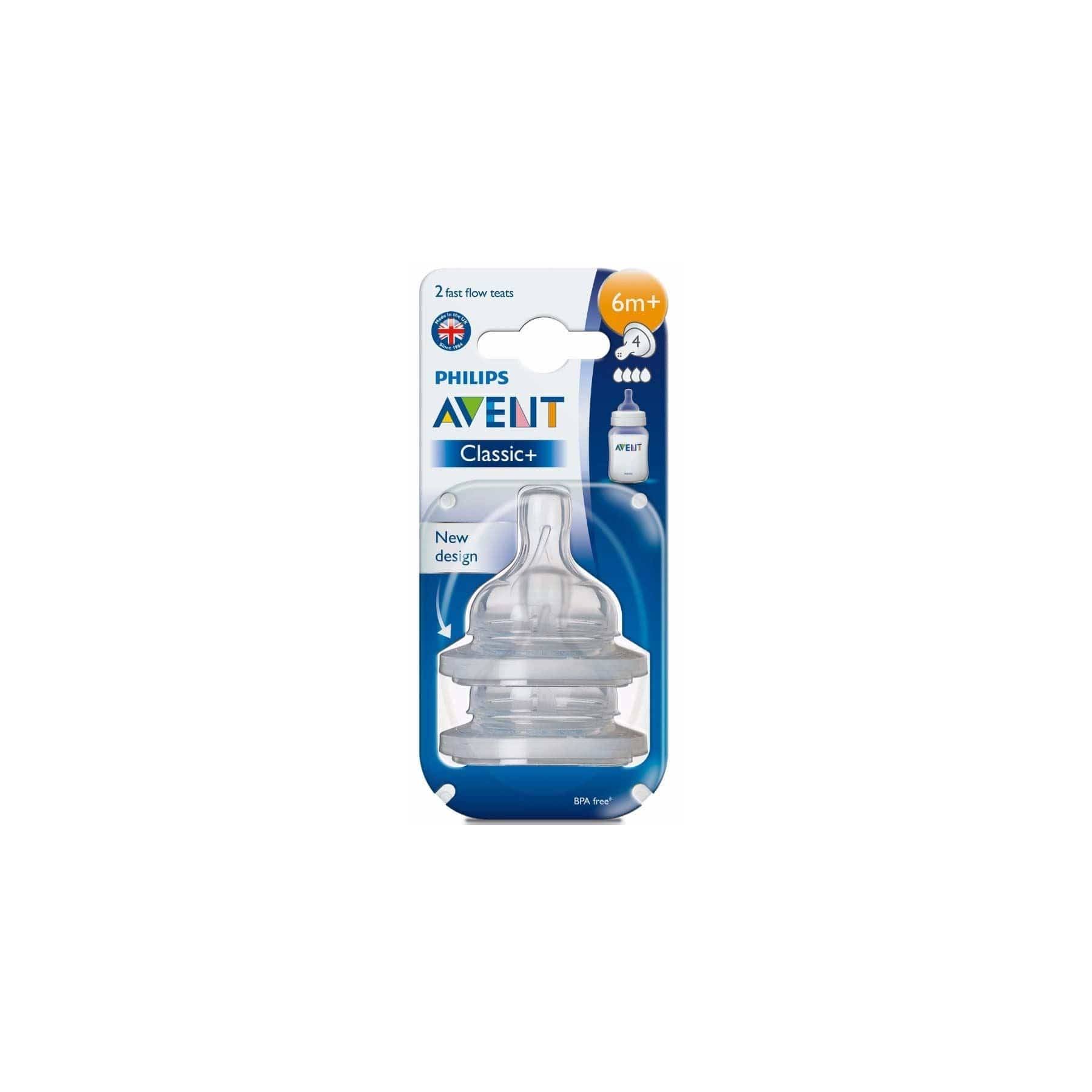 Philips Avent Classic Silicone Teat - 2 Fast Flow Teats
