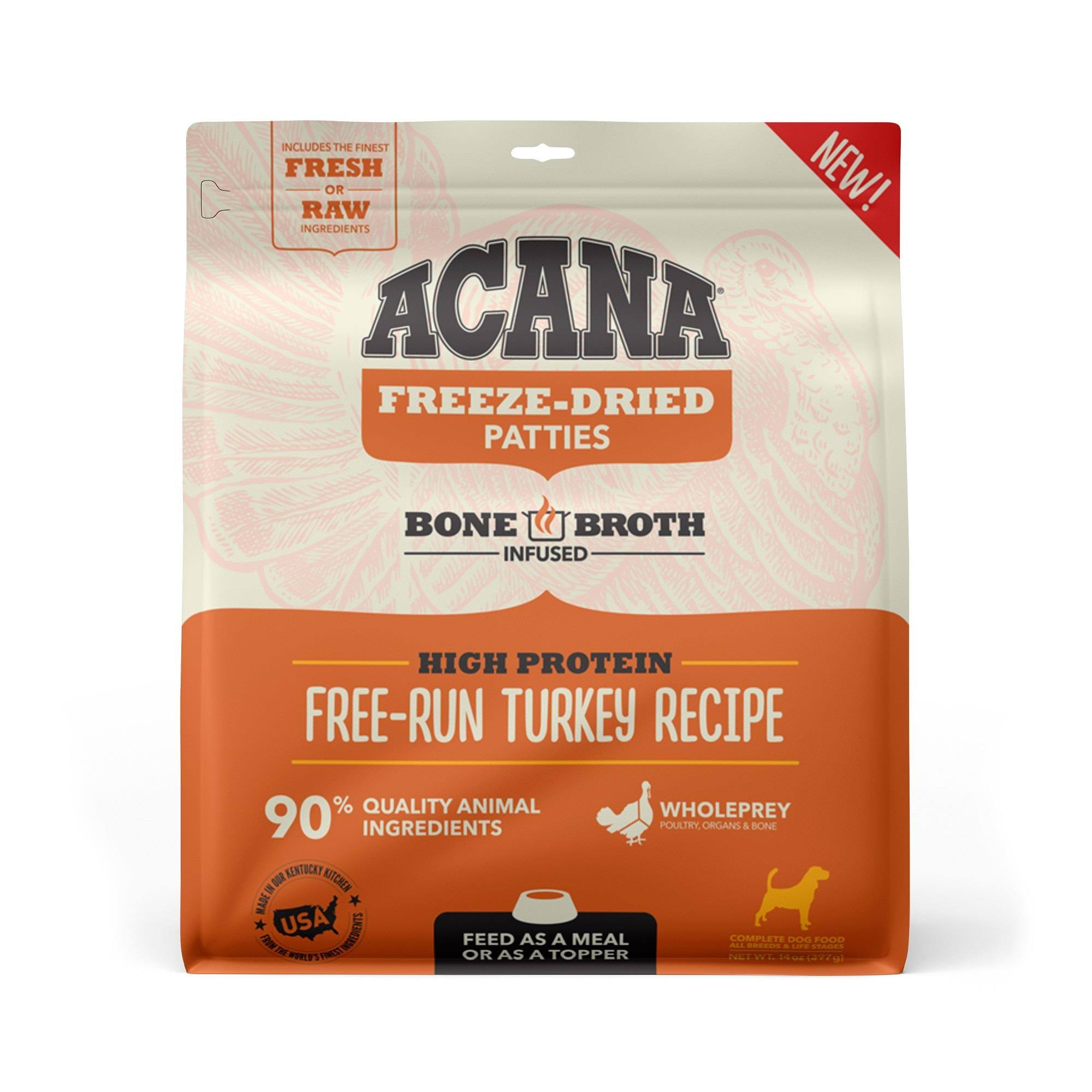 Acana Freeze-Dried Patties Dog Food - Free-Run Turkey Recipe - 14 oz. Bag