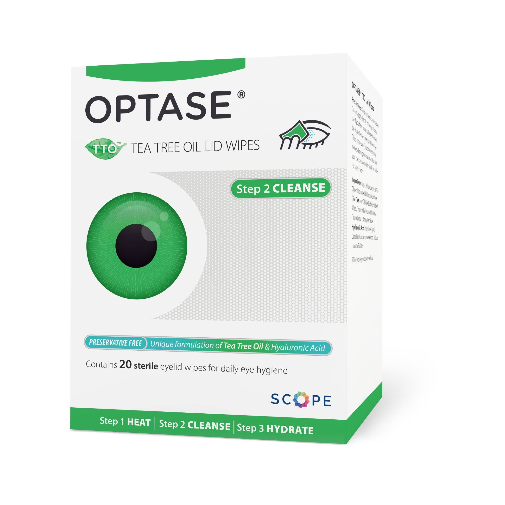 Optase Tee Tree Oil Lid Wipes - 20 Wipes