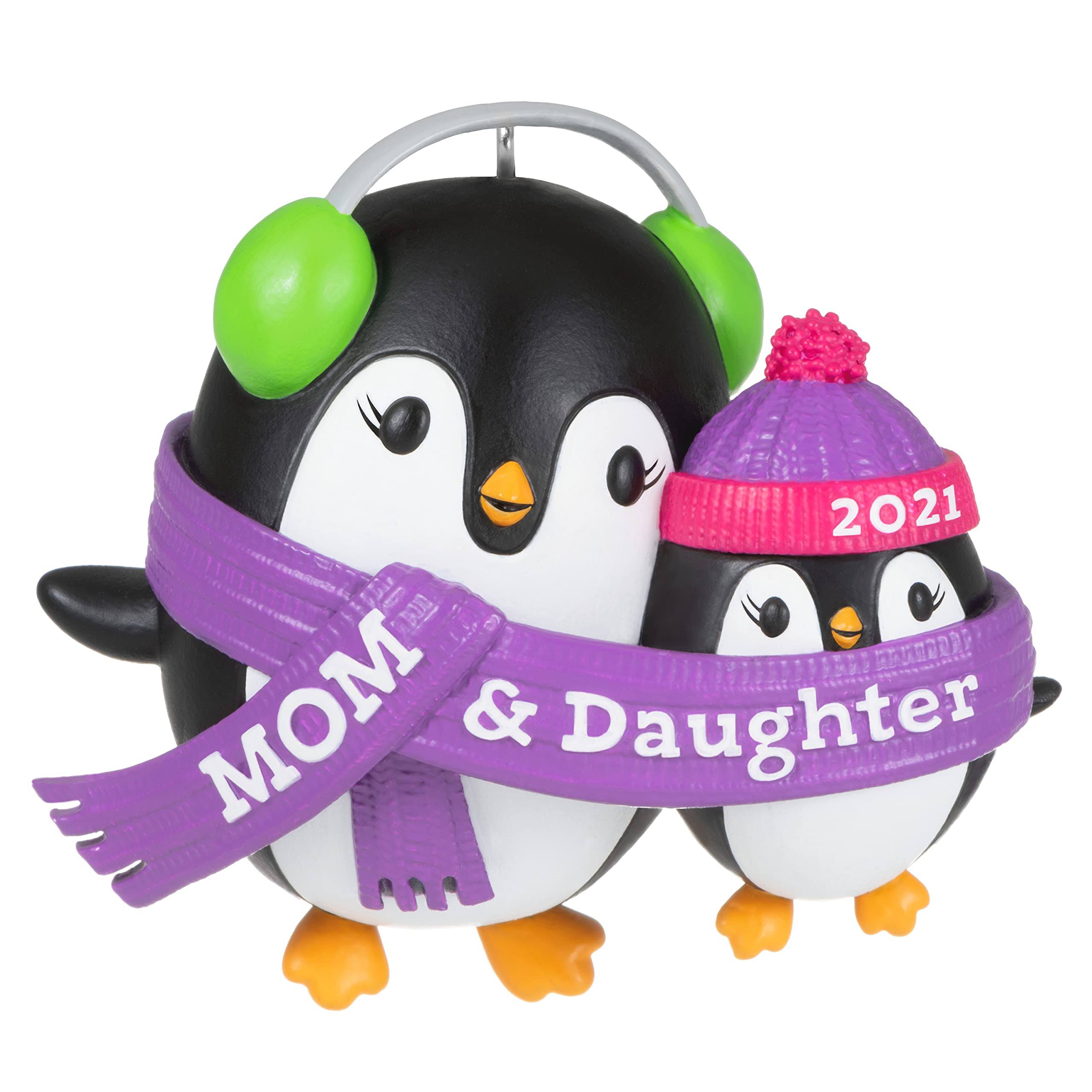Hallmark Keepsake Christmas Ornament, Year Dated 2021, Mom & Daughter Penguins