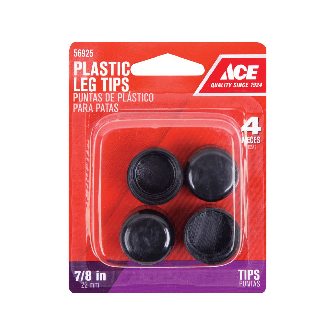 Ace Plastic Leg Tips - Black, 22mm, 4 Pieces