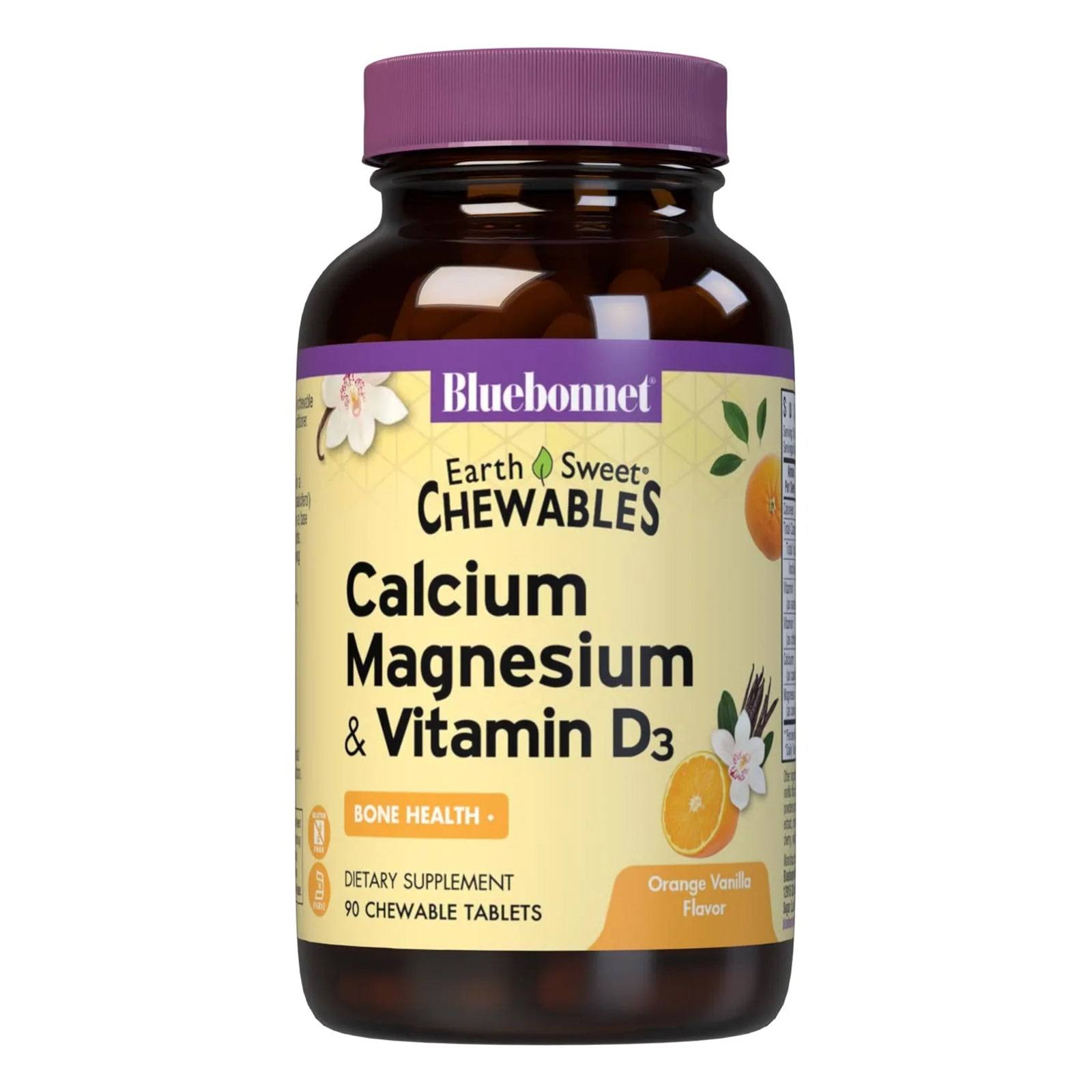 Bluebonnet Nutrition Earth Sweet Chewables Calcium, Magnesium & Vitamin D3 - 90 Chewable Tablets