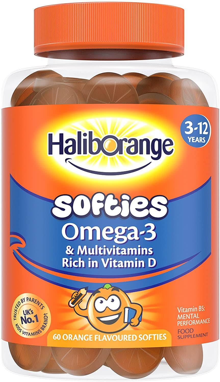 Haliborange Omega 3 & Multivitamins - 60 Orange Flavoured Softies, 3-12 Years