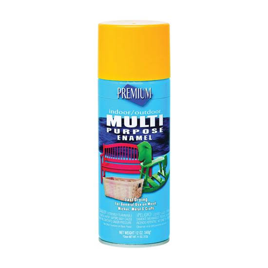Premium Multi Purpose Enamel Spray Paint - Yellow, 12oz