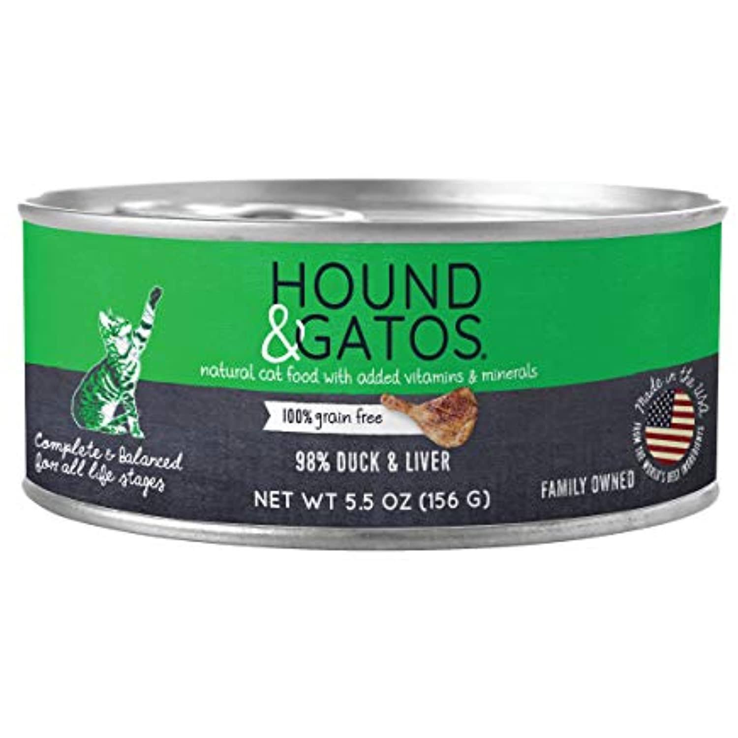 Hound & Gatos Canned Cat Food 5.5oz, Duck & Liver