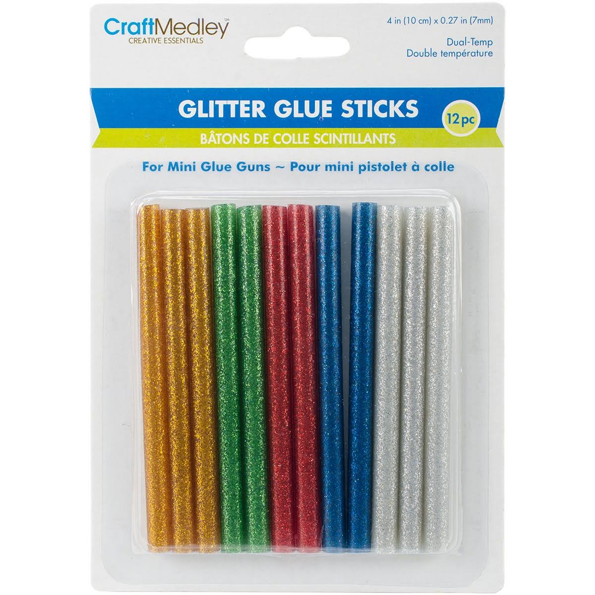 Craft Medley Dual-Temp Mini Glitter Glue Sticks .27"X4" 12/Pkg