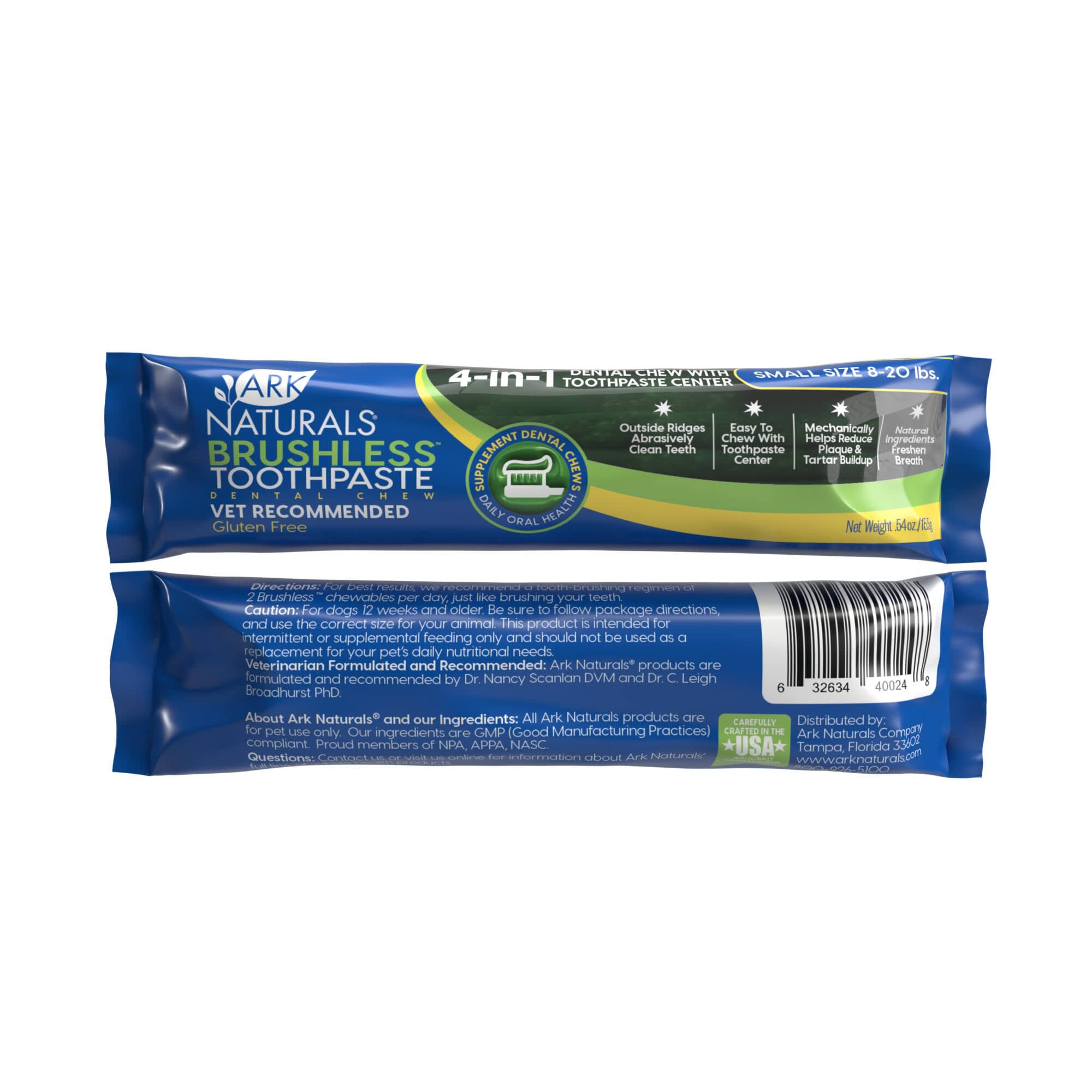 Ark Naturals Brushless Toothpaste Individual Dog Dental Chews - Small