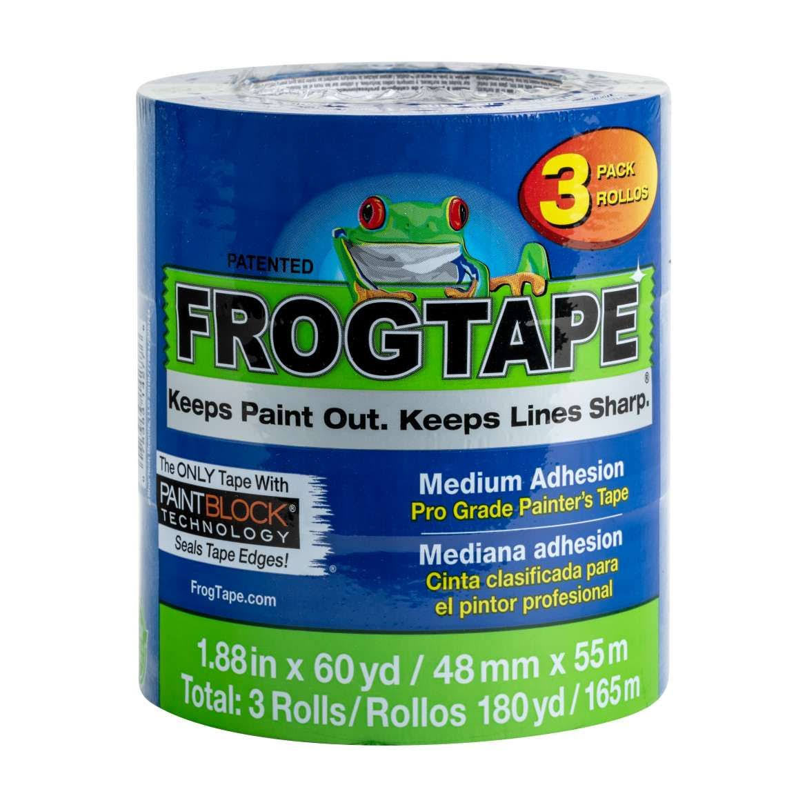 FrogTape Pro Grade Blue Painter's Tape [Medium Adhesion]: 2 in. x 60 yds. Blue 3-Pack - Pack - Find Tape