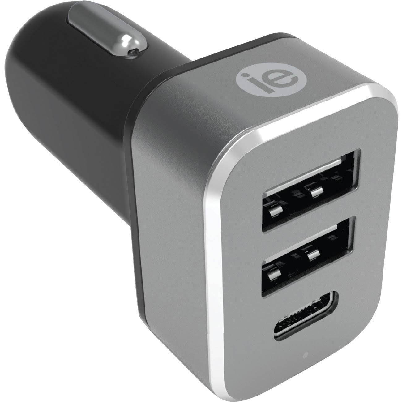 Iessentials Ien-pc42a1c-bk 4.1-Amp Car Charger 2 USB-A & 1 USB-C