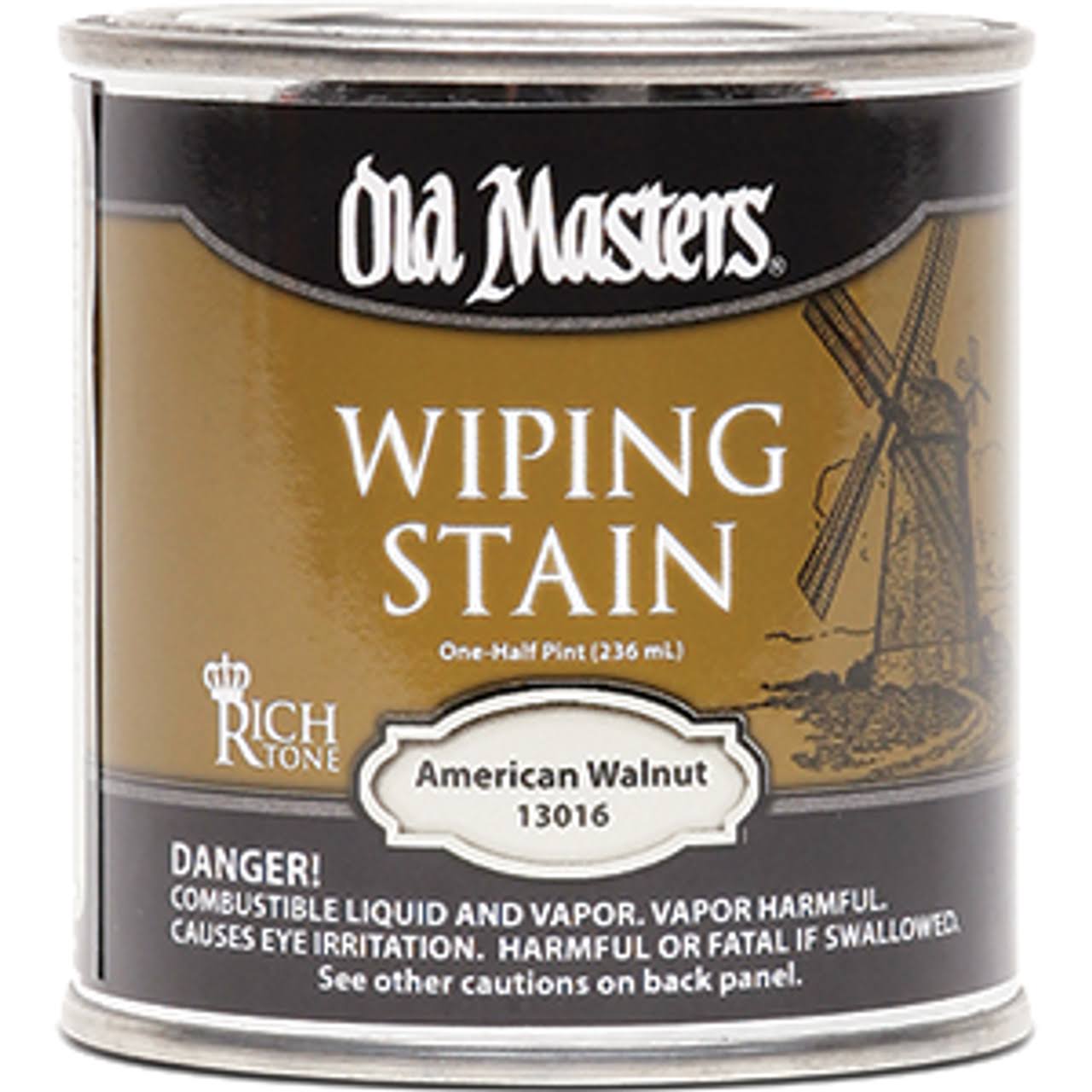 Old Masters 13016 Stain Wiping - American Walnut, 1/2pt