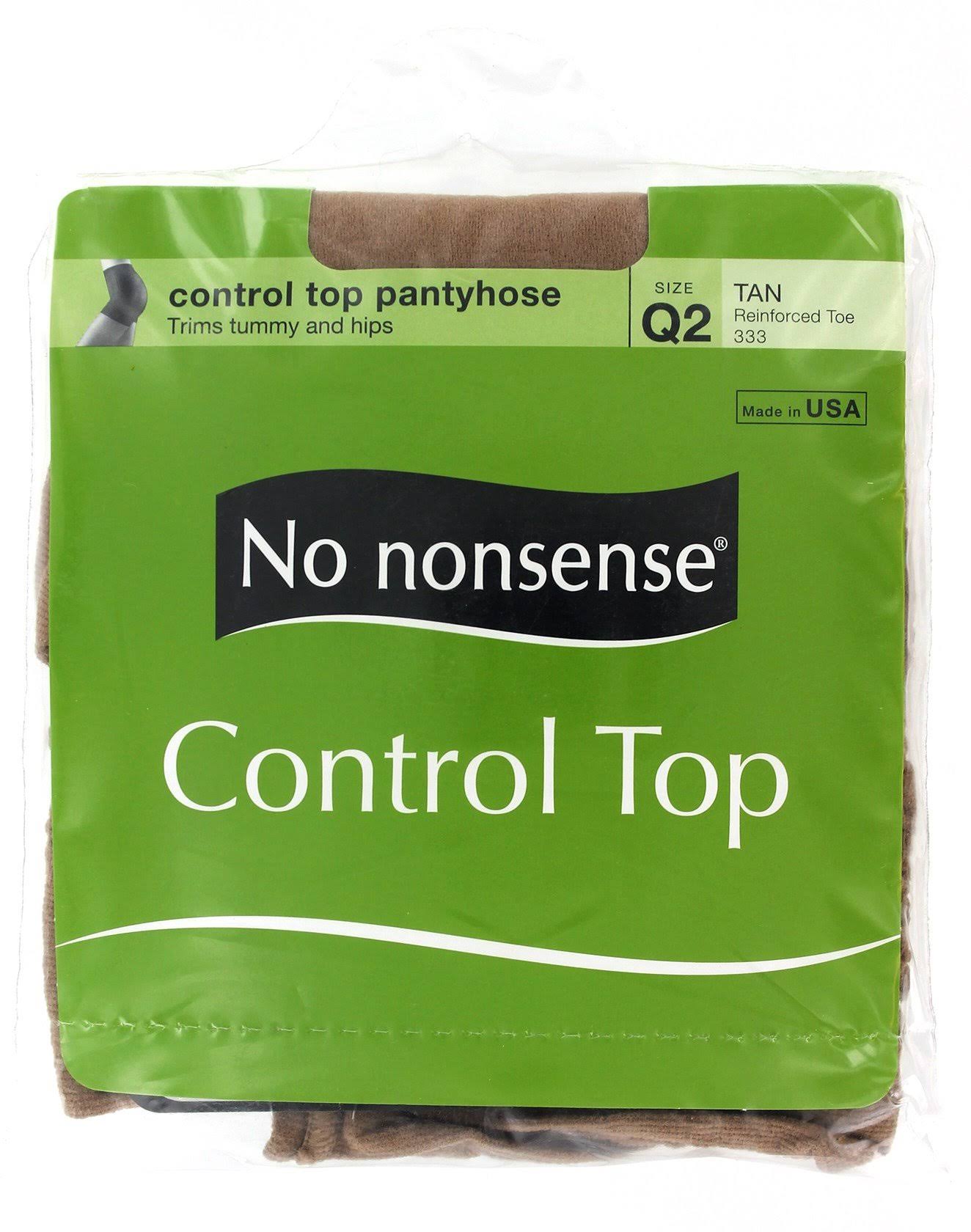 No Nonsense Nylon Control Top Pantyhose - Black, Size B, 2pk