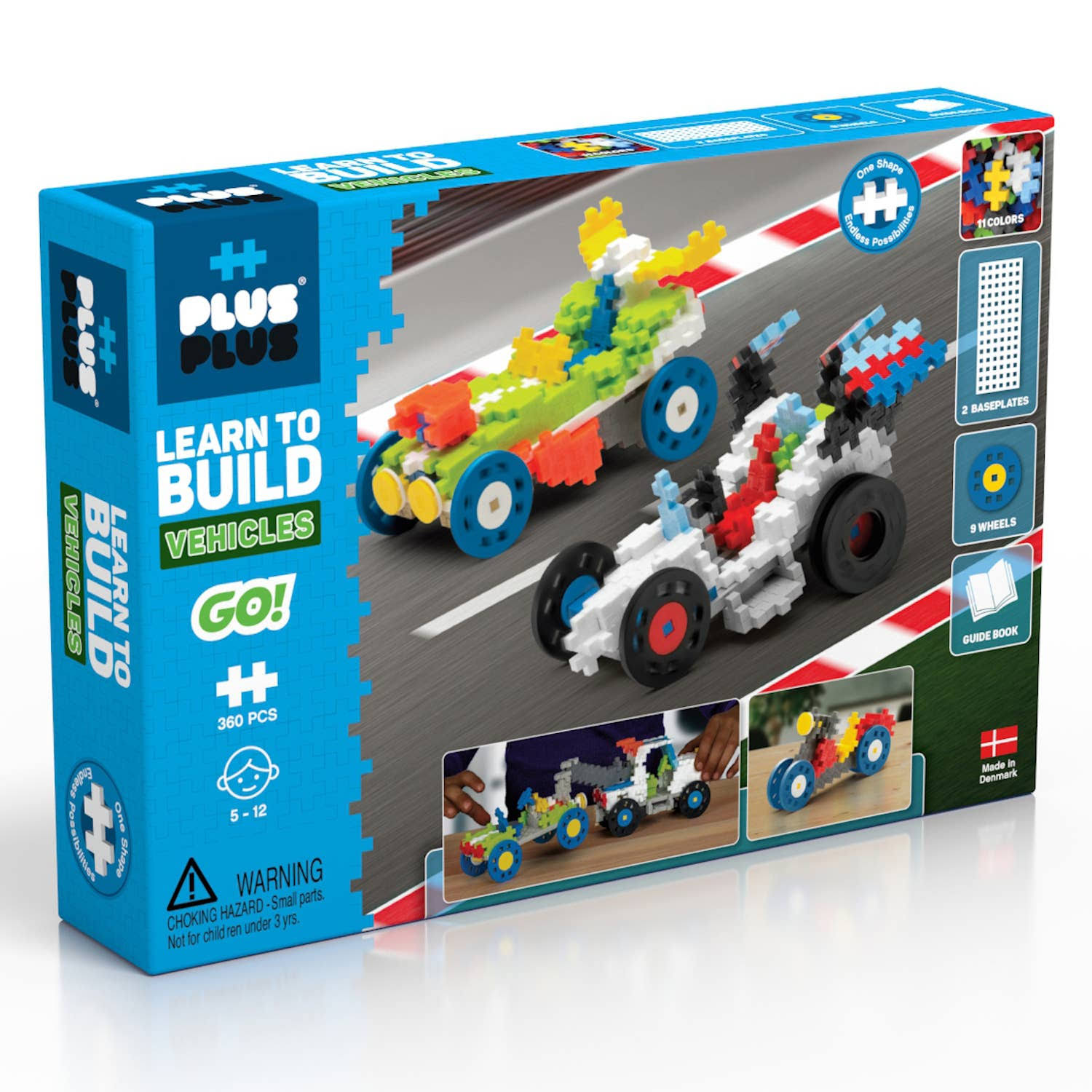 PLUS PLUS - Learn To Build Vehicles, 360 Pieces - Construction Building Stem / Steam Toy, Interlocking Mini Puzzle Blocks For Kids