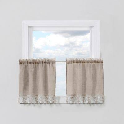 Lillian 24-Inch Rod Pocket Kitchen Window Curtain Tier Pair In Linen