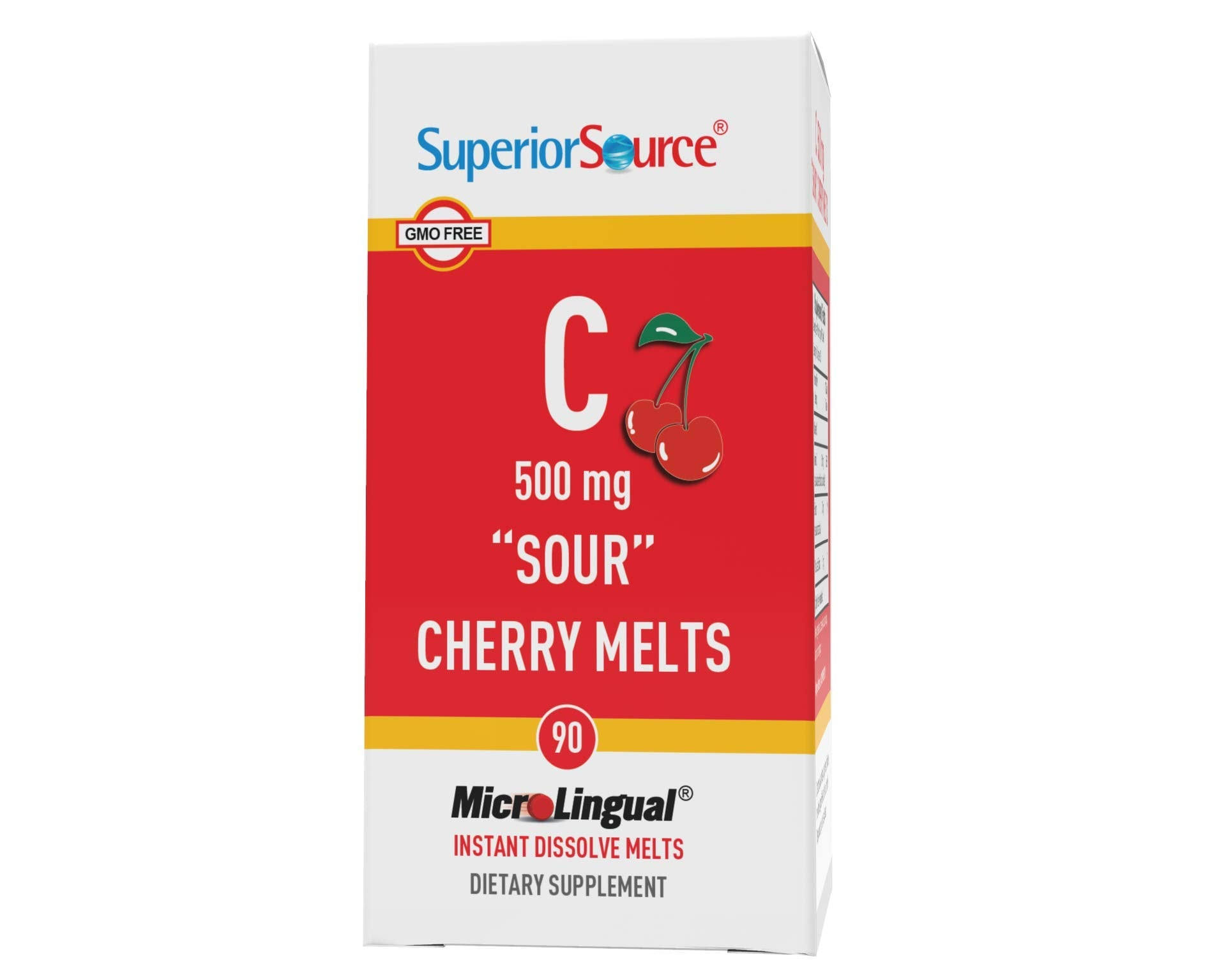 Superior Source Vitamin C Sour Melts - Cherry, 500mg, 90 Instant Dissolve Melts