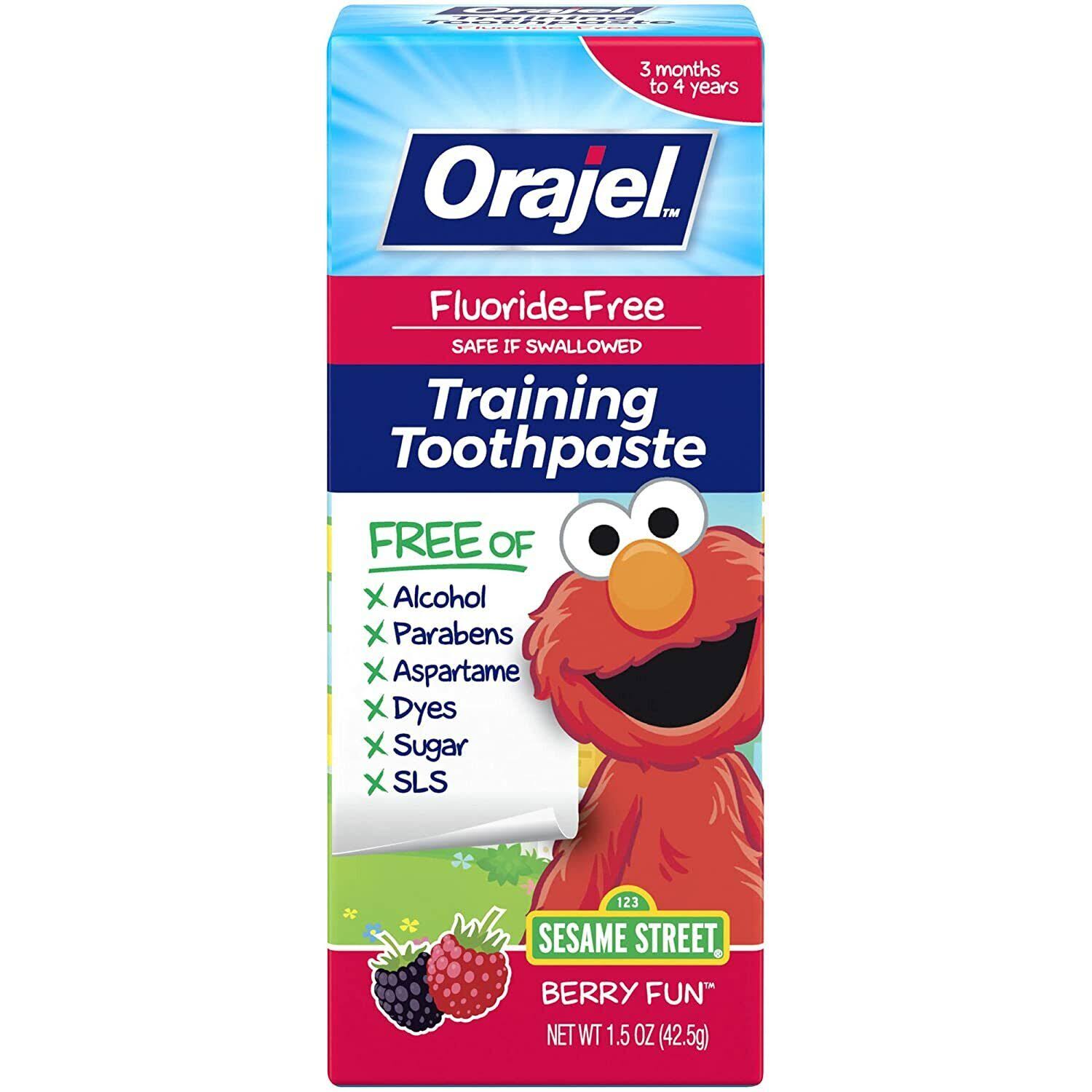 Orajel Elmo Fluoride-Free Training Toothpaste, Berry Fun, 1.5oz