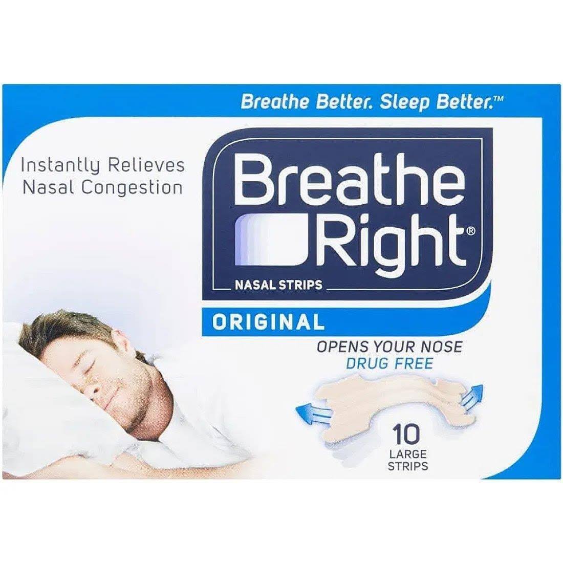 Breathe Right Nasal Strips For Men & Women, Natural Large 10 Pack
