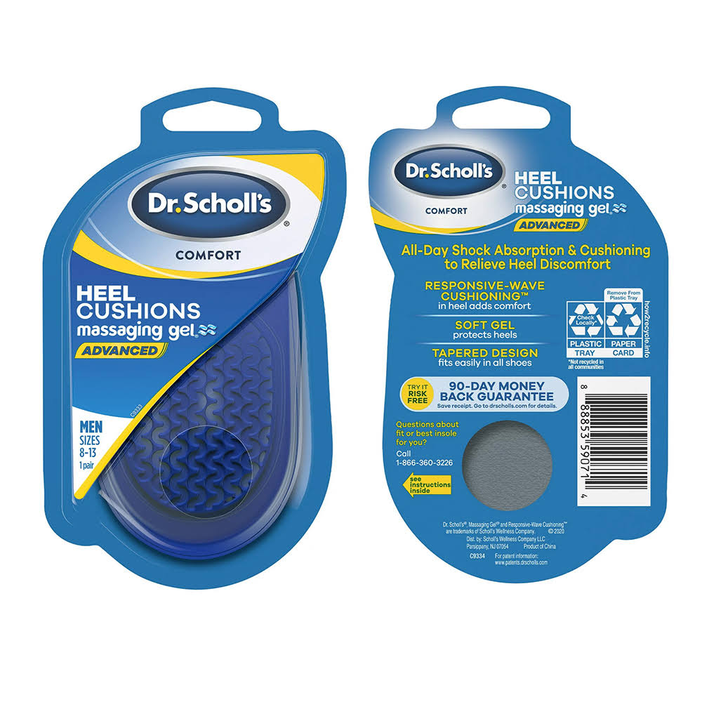 Dr. Scholl's Heel Cushions with Massaging Gel // All-Day Shock Absorption and Cushioning To Relieve Heel Discomfort