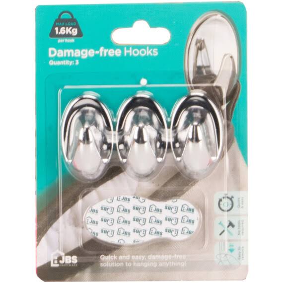 Pack of Oval Damage-Free Hooks - 1.6kg / 3