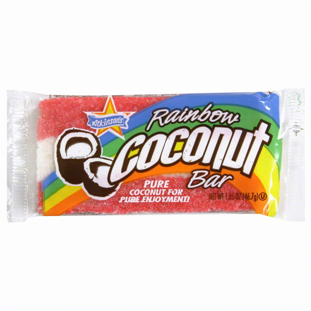 Atkinson's Rainbow Coconut Bar - 1.65oz, Pack of 24
