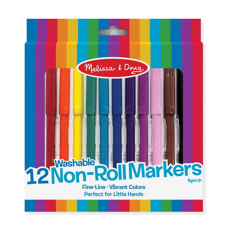 Melissa & Doug Non-Roll Washable Markers - 12 Pack