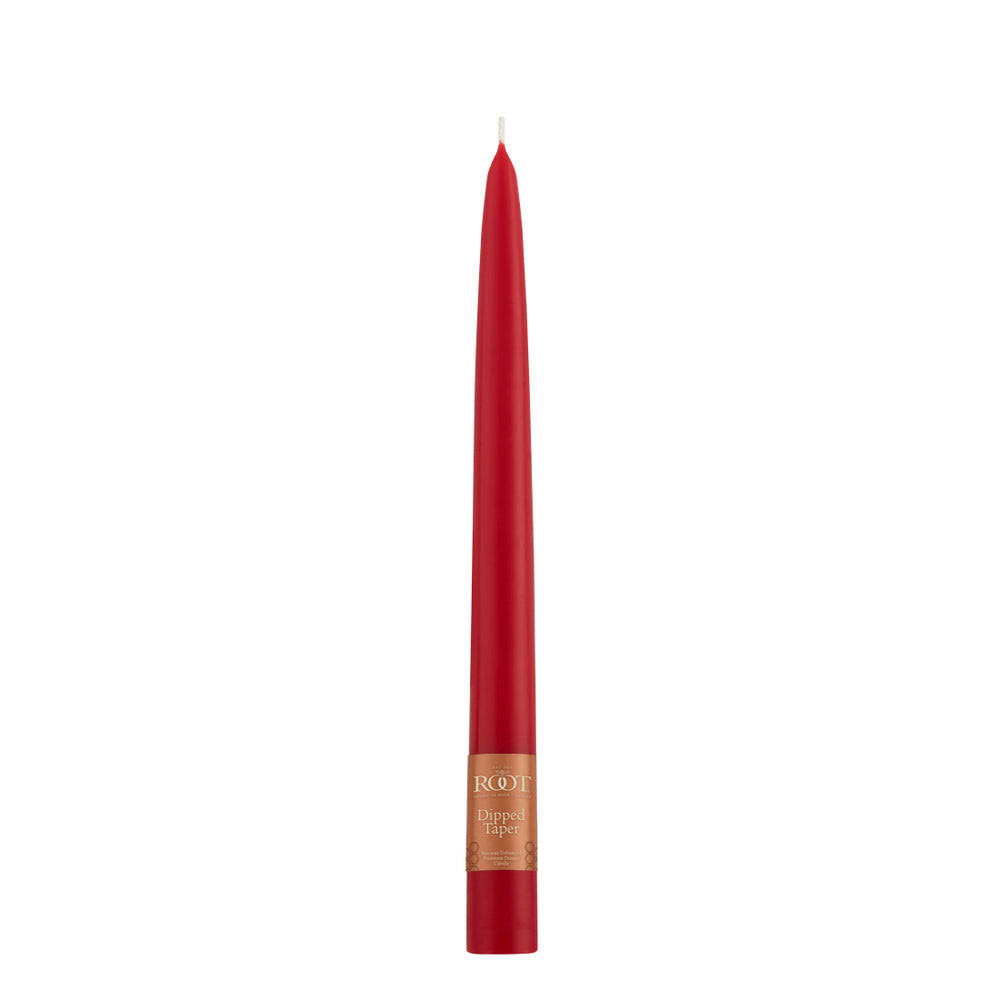 Root Red Unscented Hand Dipped Taper Candles