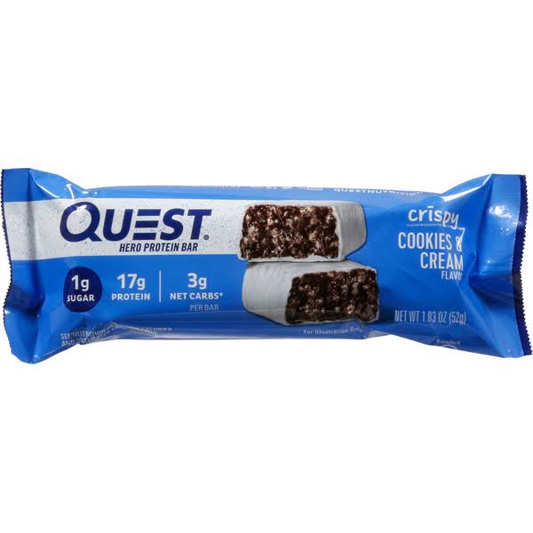 Quest Protein Bar, Hero, Cookies & Cream Flavor, Crispy - 1.83 oz