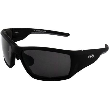 Global Vision Eyewear Kinetic Foam Padded Motorcycle Safety Sunglasses Soft Touch Black Frames with Smoke Lenses, Adult Unisex, Gray