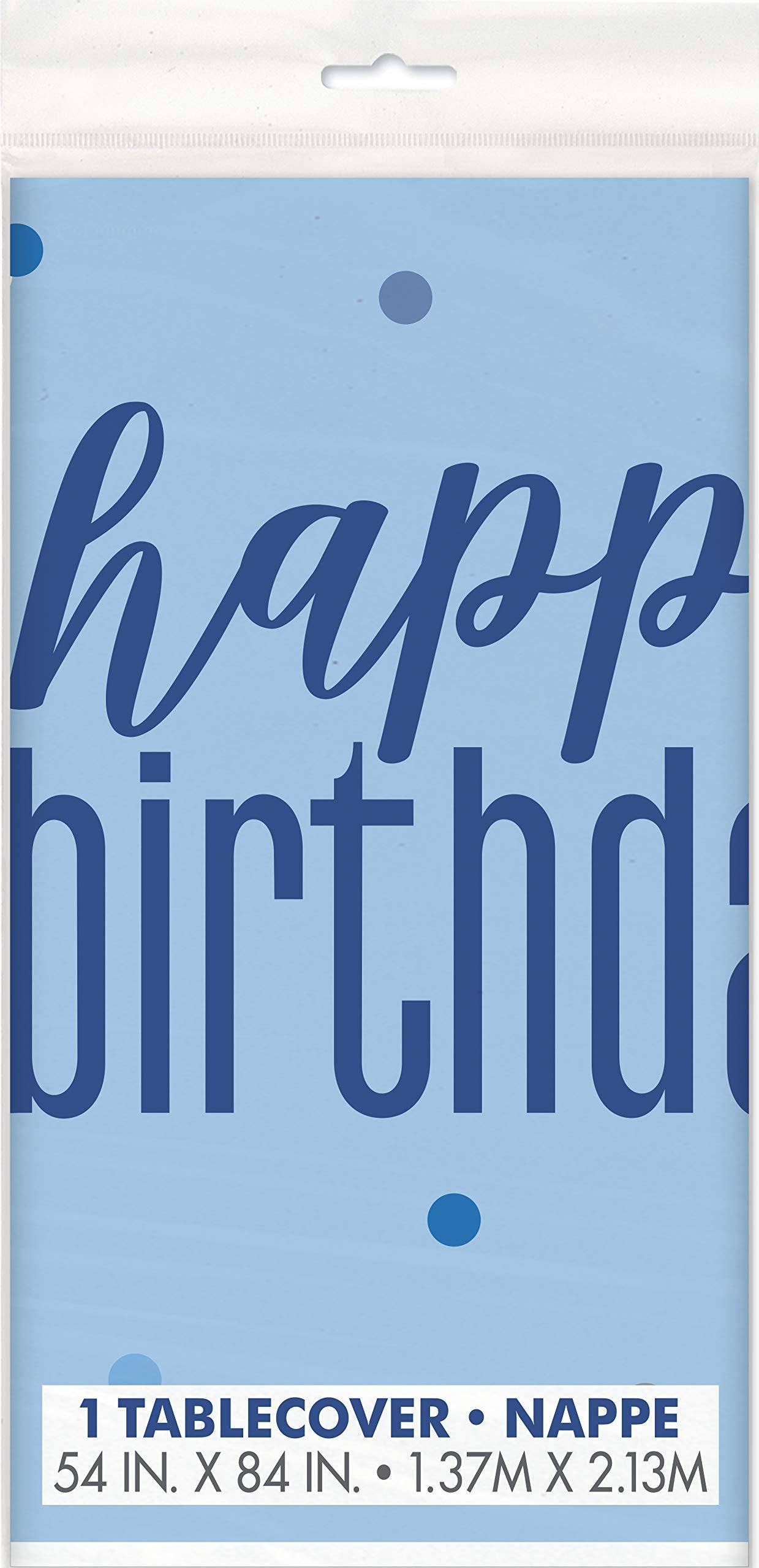 Happy Birthday Blue Glitz Plastic Tablecover