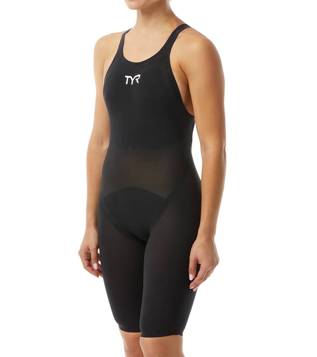 TYR Invictus Solid Open Back Swimsuit Black Women - 28