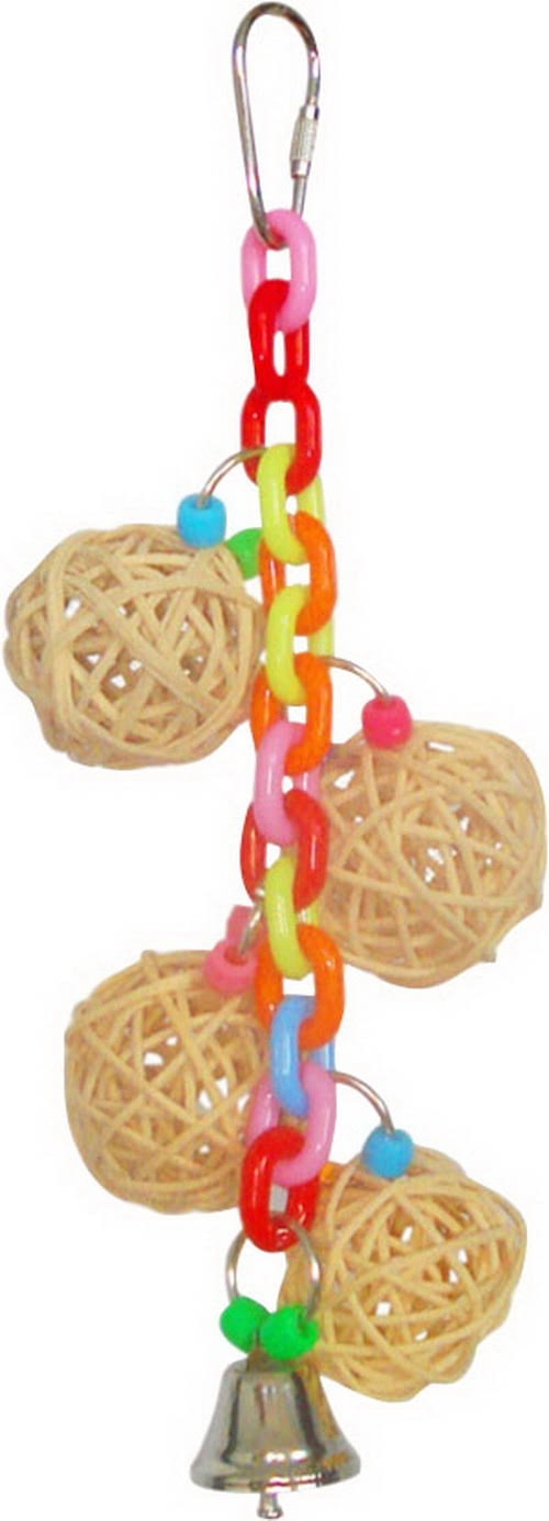 A & E Cage HB01271 4 Vine Balls On Chain with Bell - 9.06 x 9cm x 9cm .