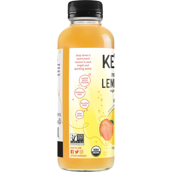 Kevita Lemonade, Sparkling Probiotic, Peach - 15.2 fl oz