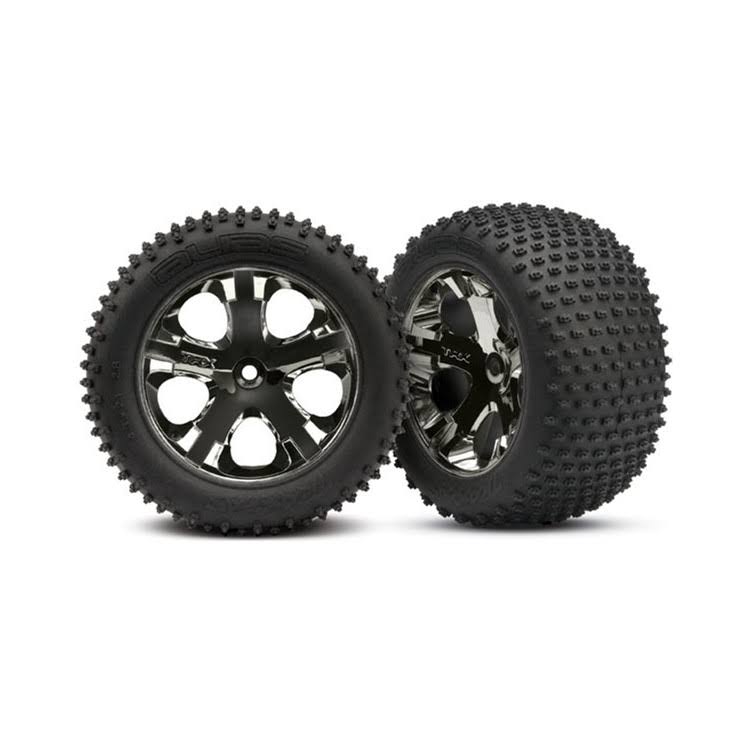 Traxxas 3770A Black Chrome Rims Alias Rear Tires - 2.8"