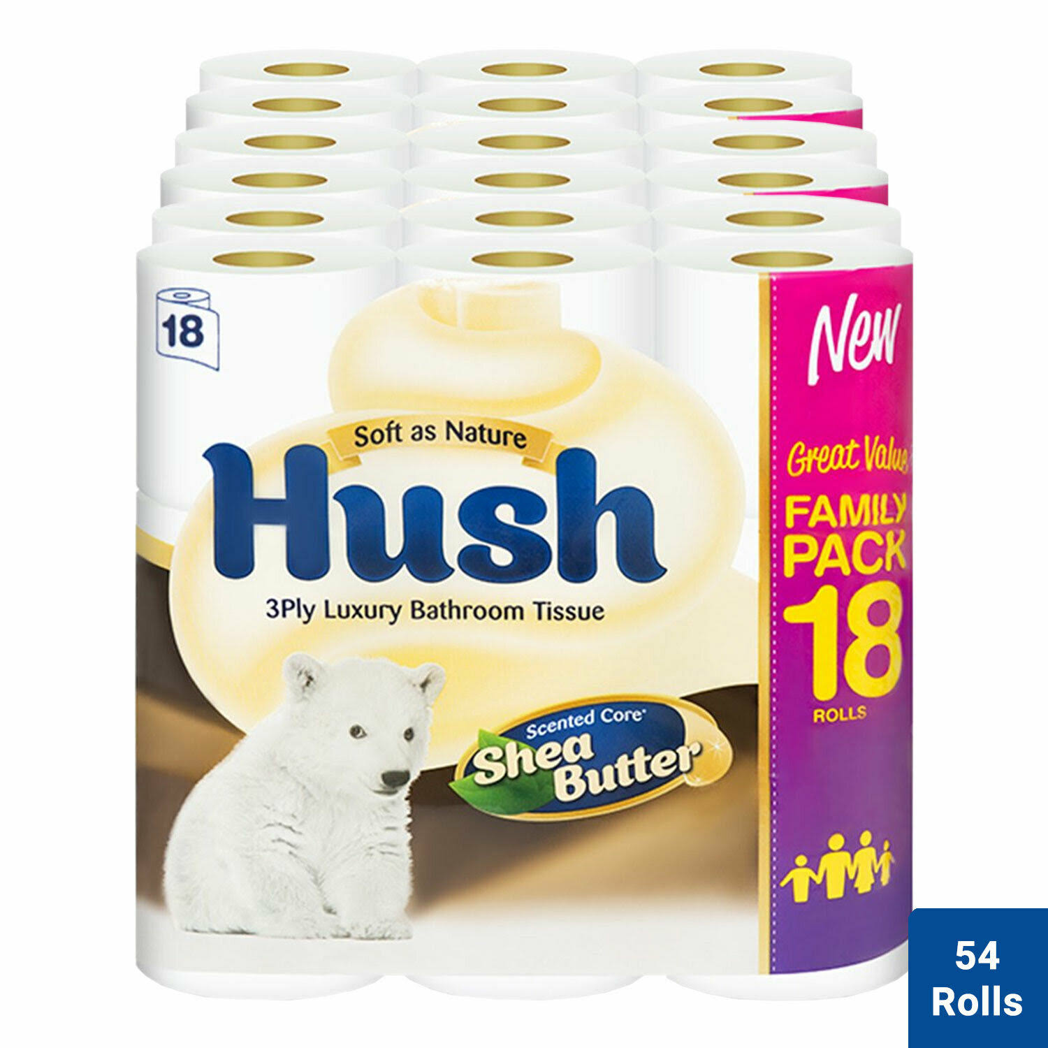 Hush Luxury Bathroom Tissue - 54pcs