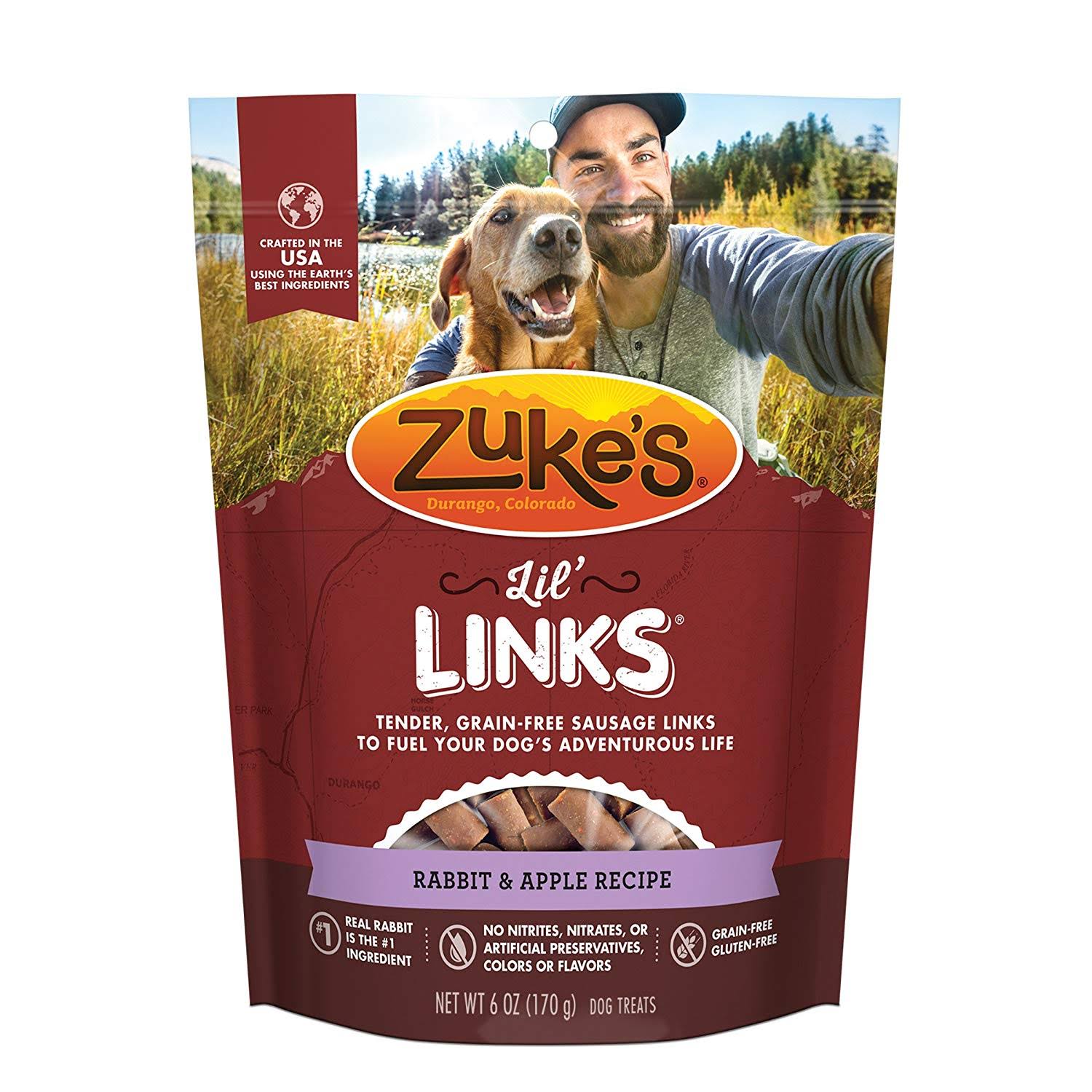 Zuke's Lil' Links Little Sausage Grain Free Dog Treats - Rabbit and Apple Recipe, 6oz