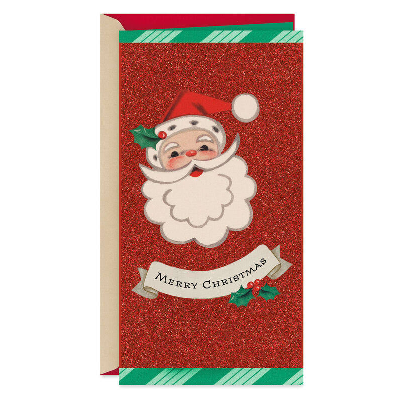 Hallmark Christmas Card, Vintage Santa Money Holder Christmas Card