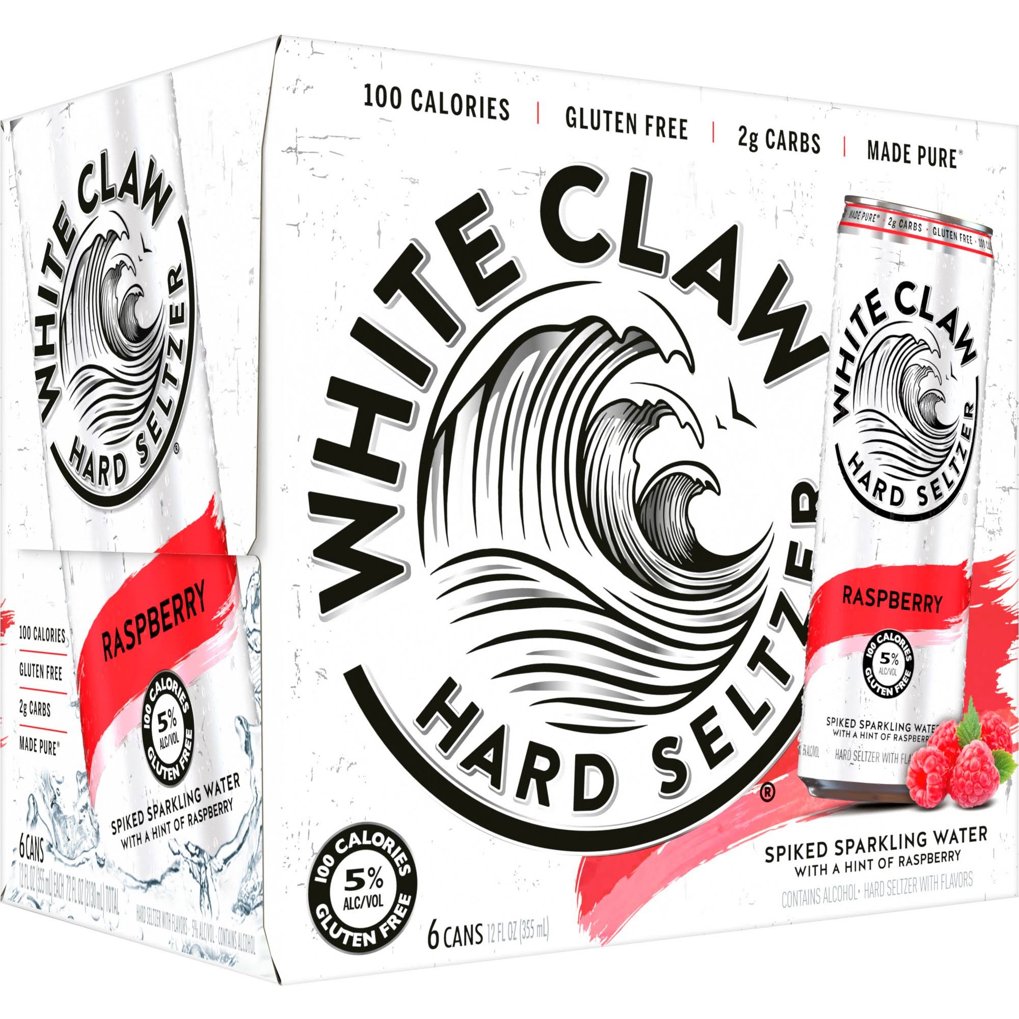 White Claw Hard Seltzer, Raspberry - 6 cans, 12 fl oz