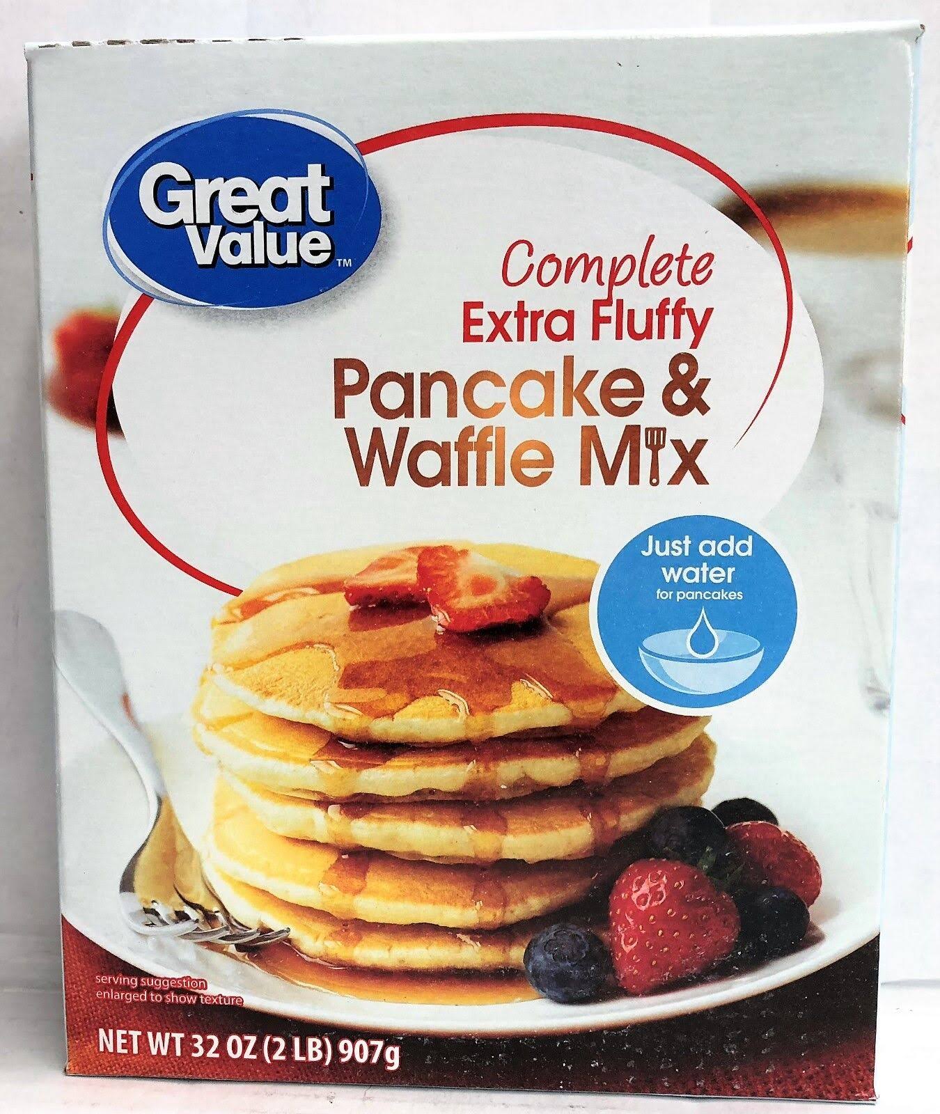 Great Value Pancake & Waffle Mix, Original, Extra Fluffy, Complete - 32 oz