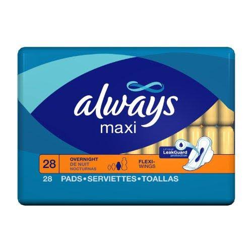 Always Maxi Overnight Protection with Wings Pads - 28ct
