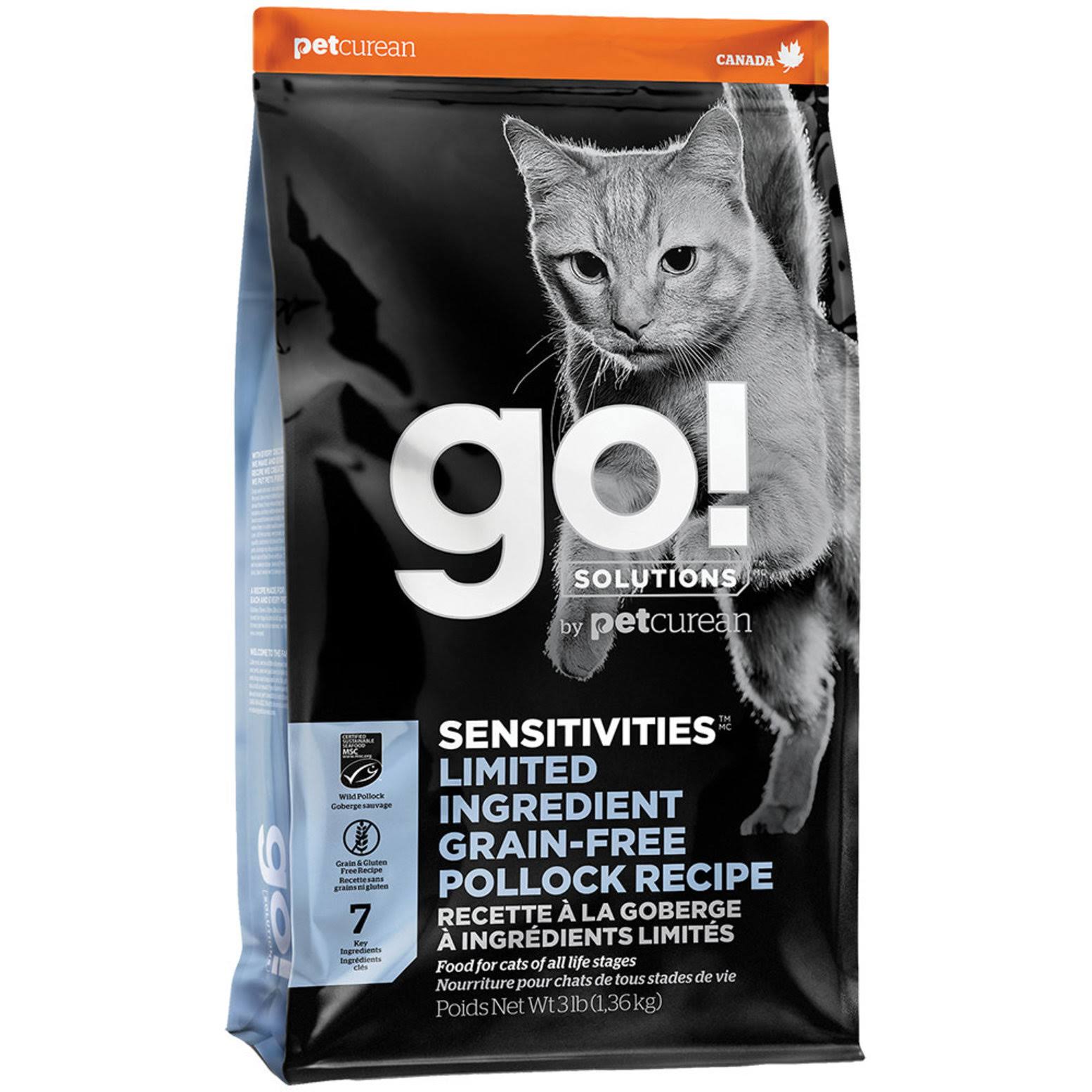 Go! Solutions Sensitivities Limited Ingredient Pollock Grain-Free Dry Cat Food, 8-lb
