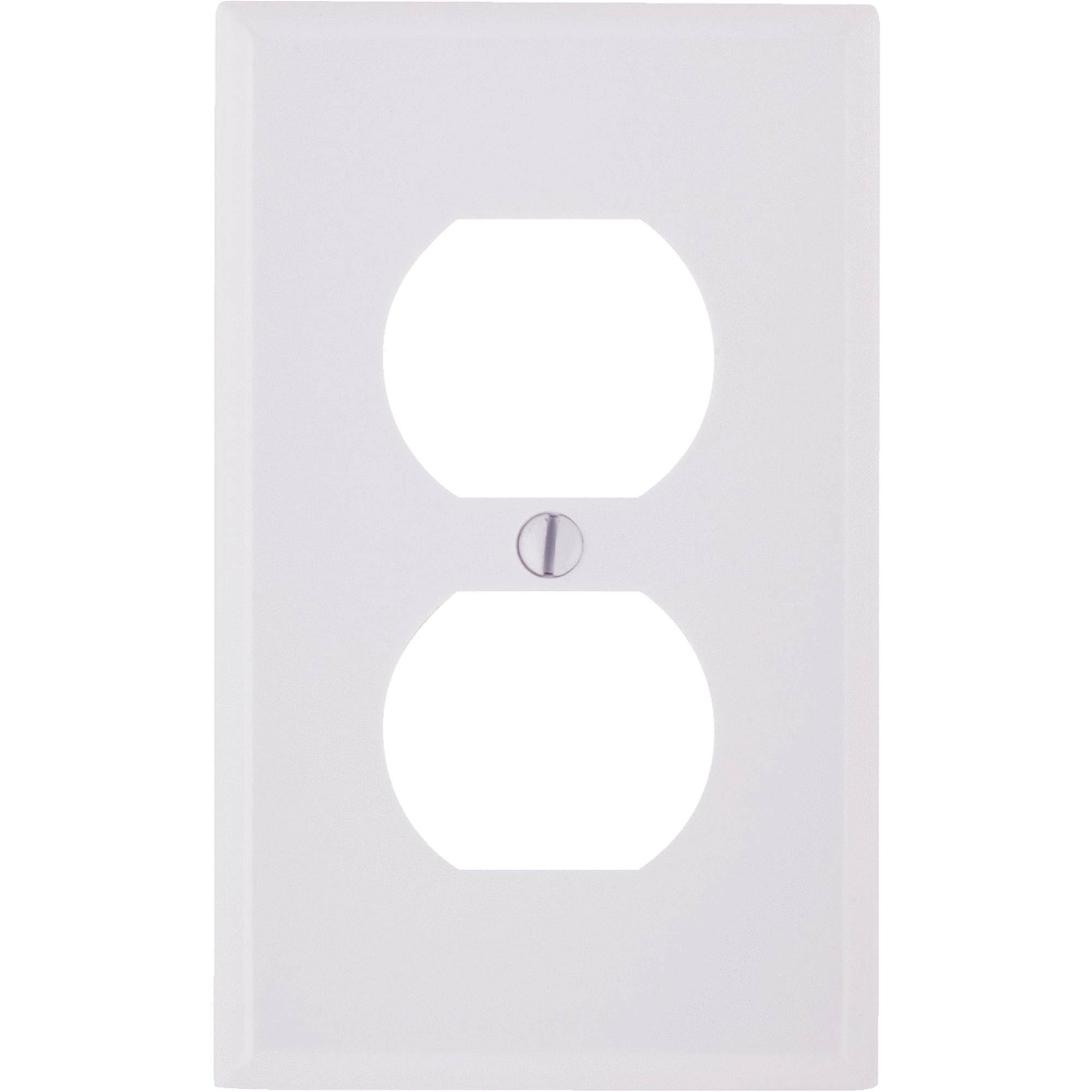 Leviton Single Gang Duplex Receptacle Plate - White, Standard Size