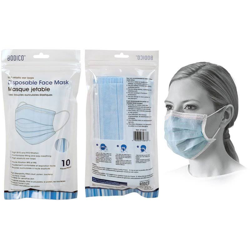 Ctg 10-Piece 3-Ply Disposable Blue Face Masks
