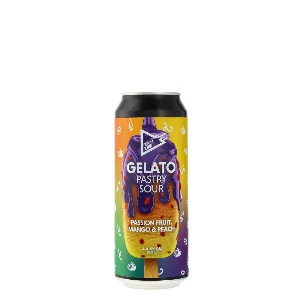 Funky Fluid - Gelato Ice Cream Sour Passion Fruit, Mango & Peach 5% ABV 500ml Can