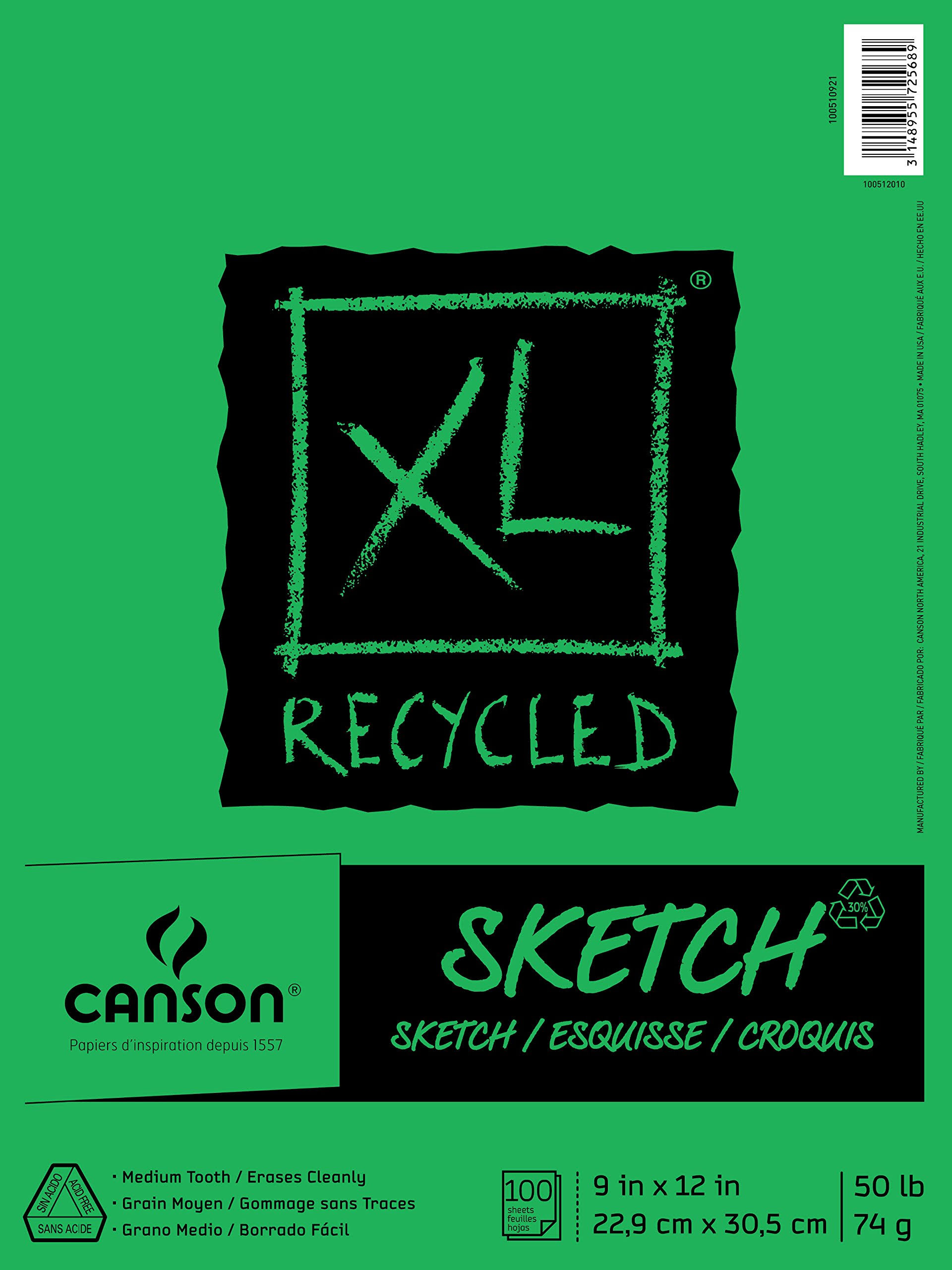 Canson XL Recycled Sketch Fold Over Bound Pad - 9x12"