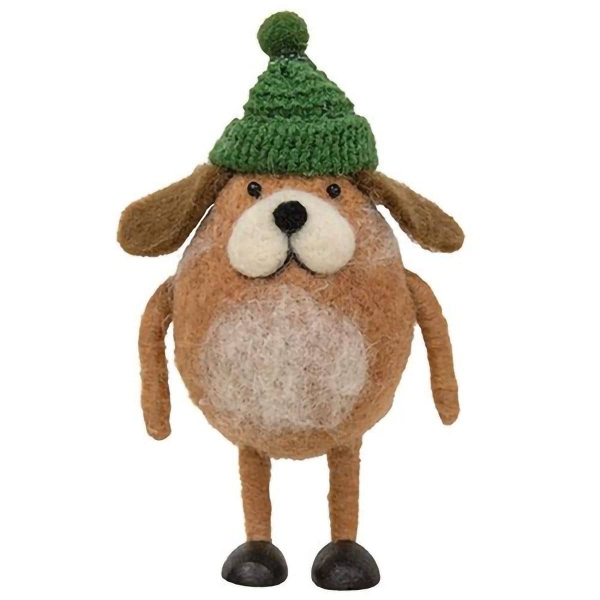 Felted Dog w/Green Hat Ornament GQHT3005 by CWI Gifts