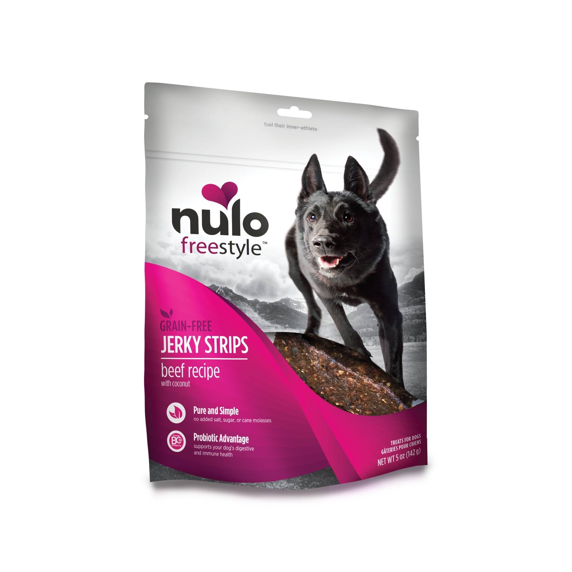 Nulo Freestyle Jerky Strips Dog Treats, Beef with Coconut / 5 oz